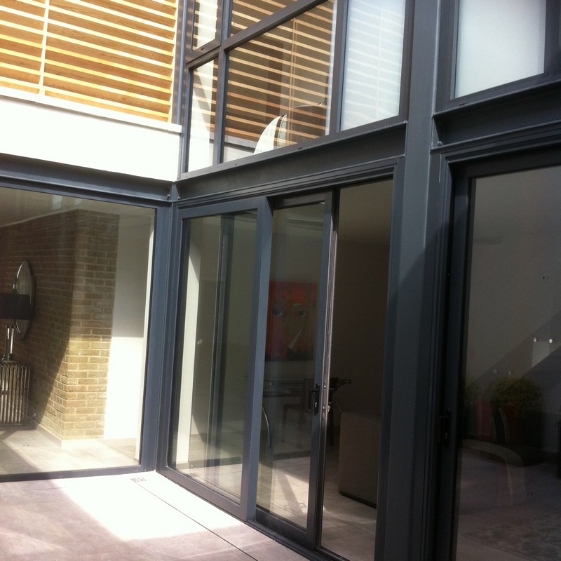 Anthracite aluminium sliding patio doors fitted in Coulsdon